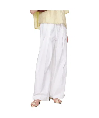 Jil Sander Wide Pants In Cotton Gabardine In White