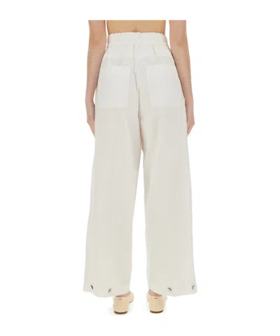 Jil Sander Wide Pants In Cotton Gabardine In White