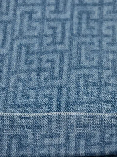 Balmain Kids Logo Printed Denim Shorts In Blue