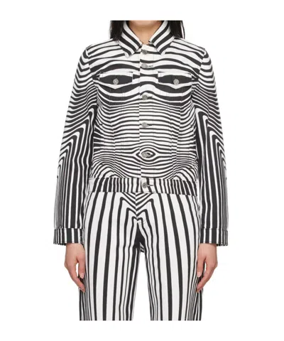 Jean Paul Gaultier Morphing Digital-printed Buttoned Denim Jacket In Black