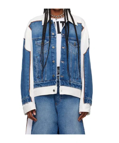 Jean Paul Gaultier Contrasted Denim Jacket In Blue