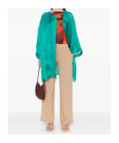 Gianluca Capannolo Silk Coat In Green