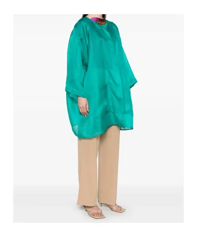 Gianluca Capannolo Silk Coat In Green