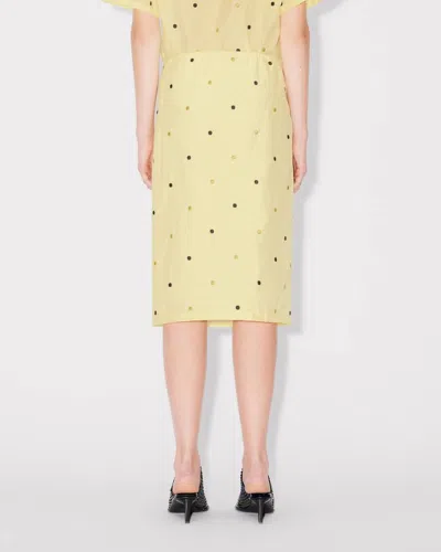 Kenzo Peonies Embroidered Drawstring Skirt In Yellow
