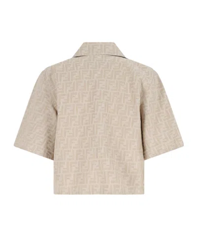 Fendi Ff Chambray Jacket In Neutral