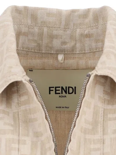 Fendi Ff Chambray Jacket In Neutral