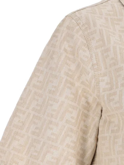 Fendi Ff Chambray Jacket In Neutral