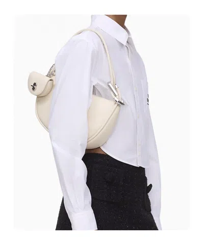 Marc Jacobs The Dual Mini Crescent Leather Shoulder Bag In White