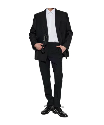 Alexander Mcqueen Creased Straight-leg Trousers In Black