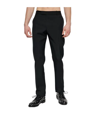 Alexander Mcqueen Creased Straight-leg Trousers In Black