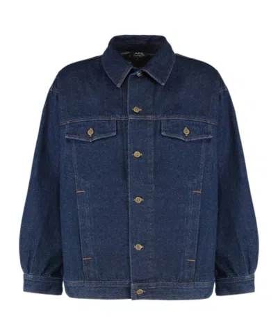 Apc Cropped Denim Jacket With Classic Collar In White