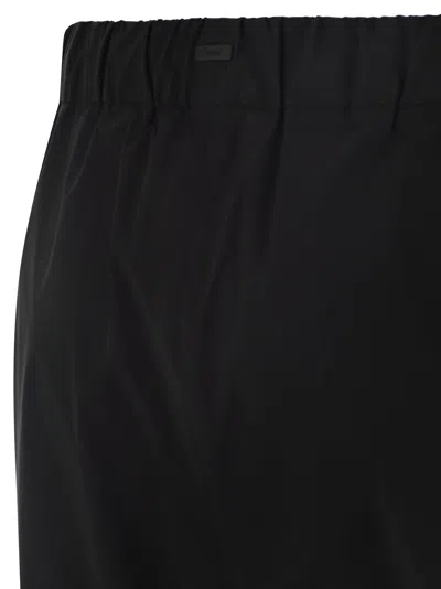 Herno Resort Trousers In Pleated Jersey In Black