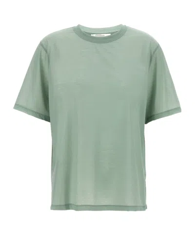 Victoria Beckham Embroidered Logo Crew Neck T-shirt In Green