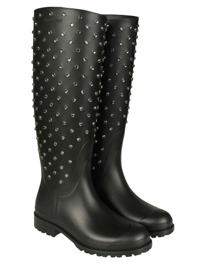 Shop Saint Laurent Crystal Embellished Festival Boots In Black