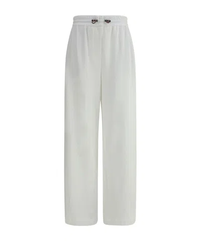 Brunello Cucinelli White Pants With Elastic Drawstring Waist In White