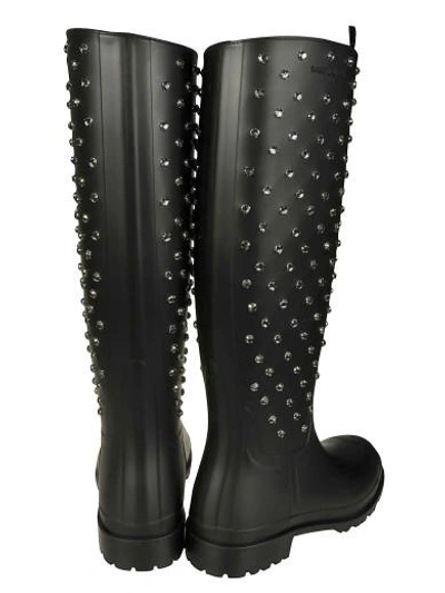 Shop Saint Laurent Crystal Embellished Festival Boots In Black