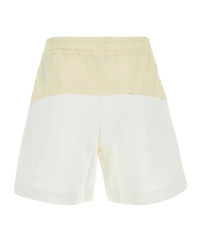 Herno Two-tone Stretch Cotton Blend And Nylon Shorts In White
