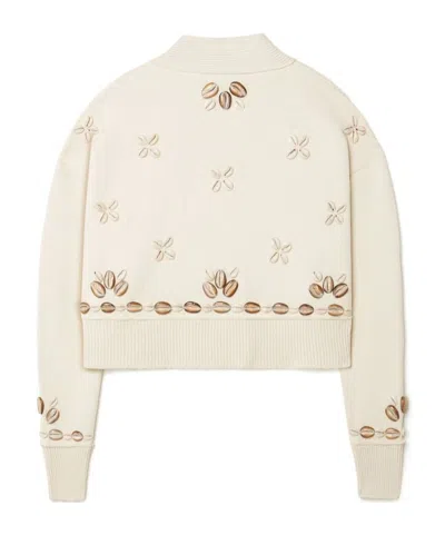 Alanui Cardigan Ocean Dream Oversize In Misto Seta Avorio Donna In Neutral