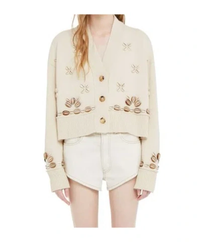 Alanui Cardigan Ocean Dream Oversize In Misto Seta Avorio Donna In Neutral