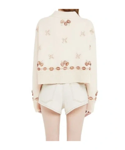 Alanui Cardigan Ocean Dream Oversize In Misto Seta Avorio Donna In Neutral