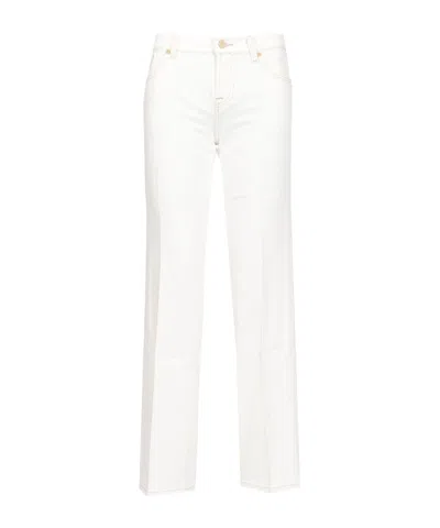 7 For All Mankind Calie Straighnt Cropped Jeans In White