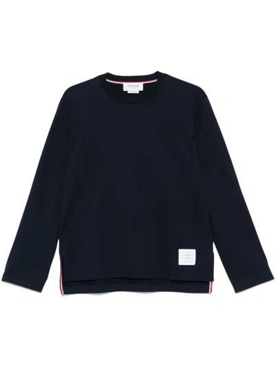 Thom Browne Grosgrain Loop Trim Oversized Long-sleeved T-shirt In Blue