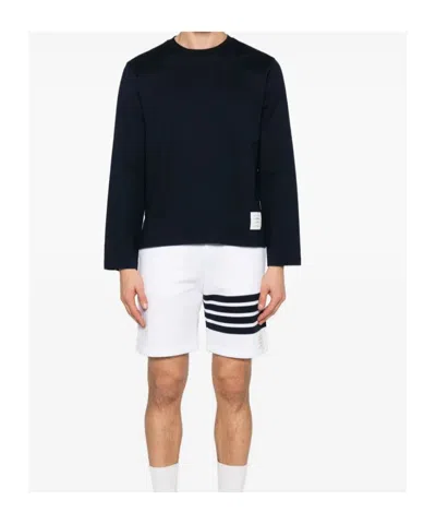 Thom Browne Grosgrain Loop Trim Oversized Long-sleeved T-shirt In Blue