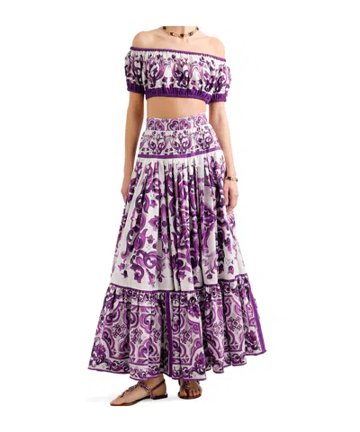 Dolce & Gabbana Maxi Skirt Dg In Purple