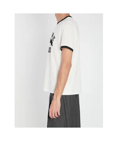 Celine Slim-fit Logo-flocked Cotton-jersey T-shirt In White