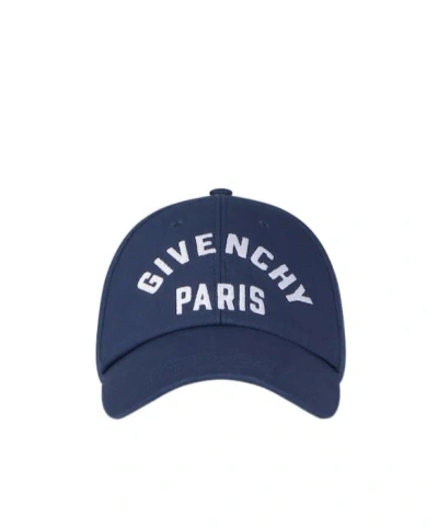 Givenchy Men Baseball Cap With Embroidered Logo In Blue