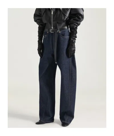 Givenchy Denim Trousers Wide-leg Contrast Stitching In Blue