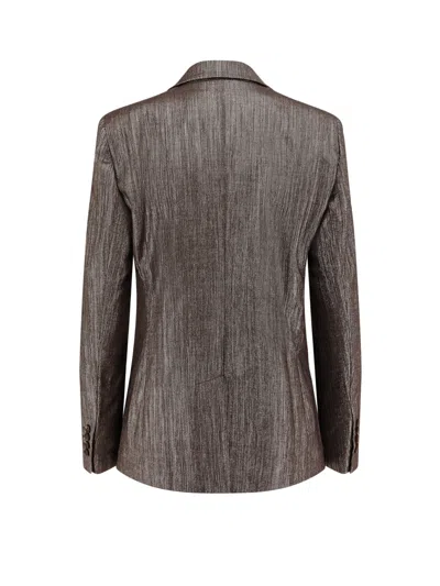 Brunello Cucinelli Single-breasted Lurex Fabric Blazer In Gray