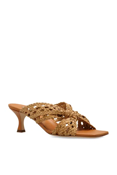 Casadei Strappy Sandals With Mid Heel And Square Toe In Rum