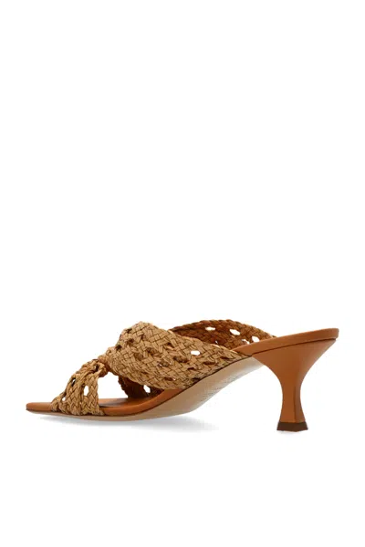 Casadei Strappy Sandals With Mid Heel And Square Toe In Rum