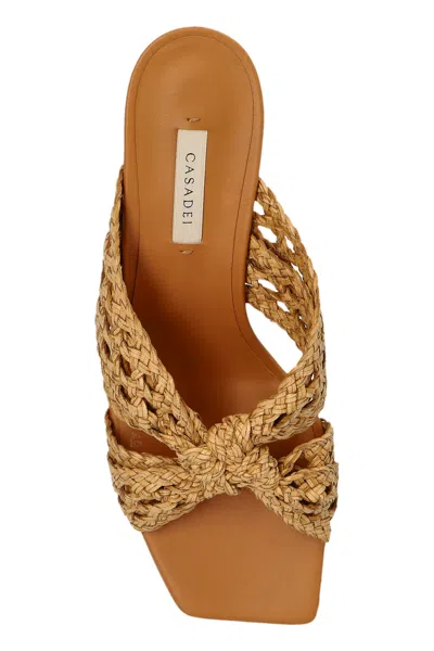 Casadei Strappy Sandals With Mid Heel And Square Toe In Rum
