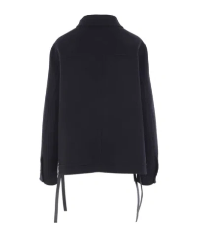 Loewe Leather-patch Cape-style Jacket In Black