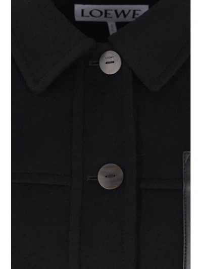 Loewe Leather-patch Cape-style Jacket In Black