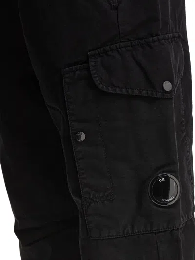 C.p. Company Relaxed Fit Straight Pants With Cargo Pocket Detail In Black