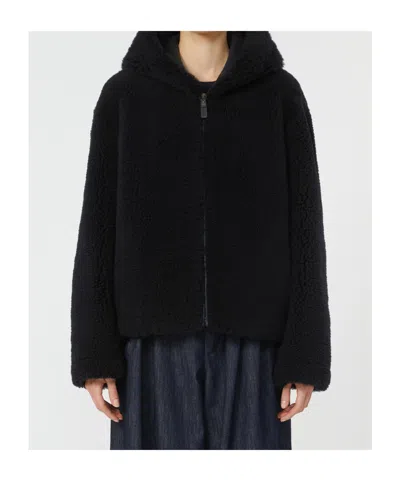 Max Mara Hooded Jacket In Black