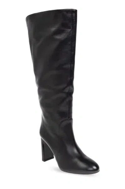 Stuart Weitzman Babette Leather Tube Boot In Black