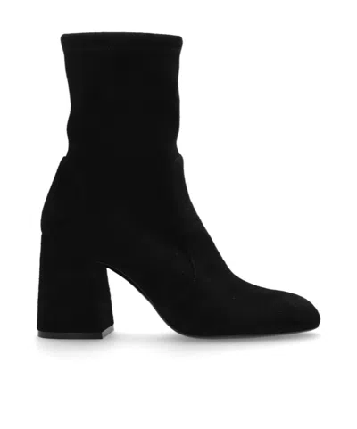 Stuart Weitzman Flareblock Womens Suede Pull On Ankle Boots In Black