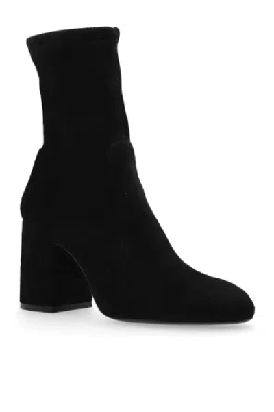 Stuart Weitzman Flareblock Womens Suede Pull On Ankle Boots In Black