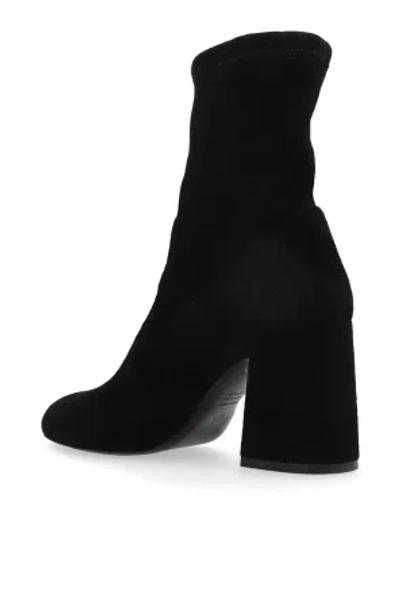 Stuart Weitzman Flareblock Womens Suede Pull On Ankle Boots In Black
