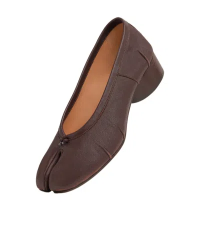 Maison Margiela Tabi Ballet Flats In Viola Suede In Animal Print