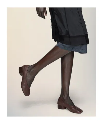 Maison Margiela Tabi Ballet Flats In Viola Suede In Animal Print