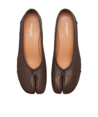 Maison Margiela Tabi Ballet Flats In Viola Suede In Animal Print