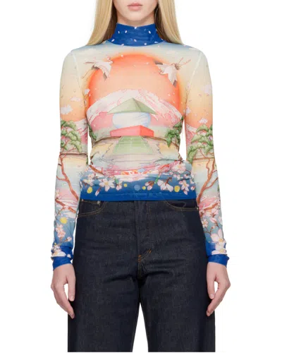 Casablanca "tennis Club" Mesh Top In Multi