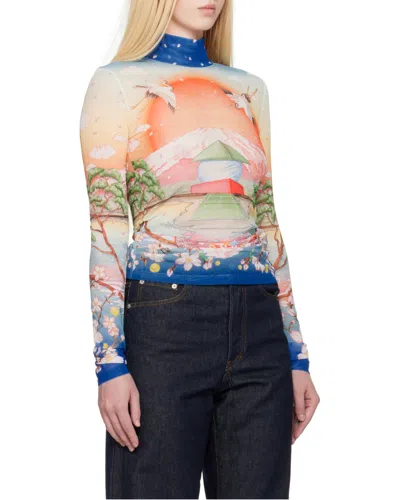 Casablanca "tennis Club" Mesh Top In Multi