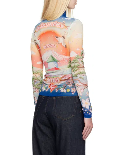 Casablanca "tennis Club" Mesh Top In Multi