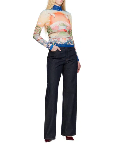 Casablanca "tennis Club" Mesh Top In Multi